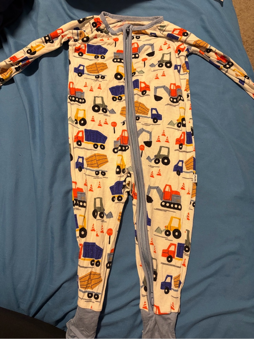 Toddler Construction Truck Zip Romper - Multi Color Trucks